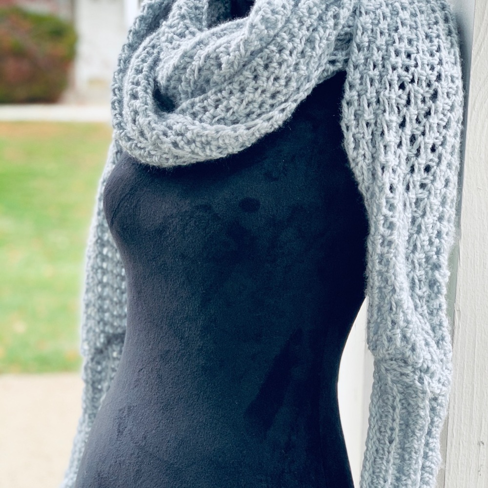 Icy Gray Scarf Sweater Wrap